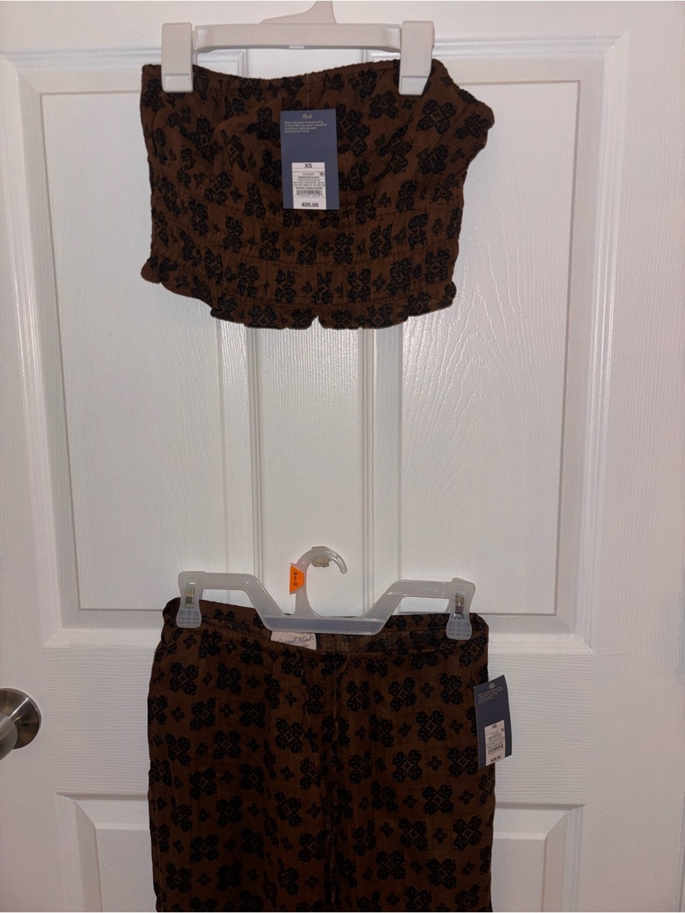 Brown Floral Smocked Top and Pants Set